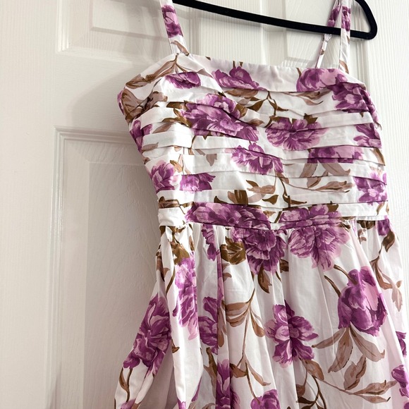 Abercrombie & Fitch Purple Emerson Floral Sleeveless Mini Dress Pockets Large - Picture 4 of 9
